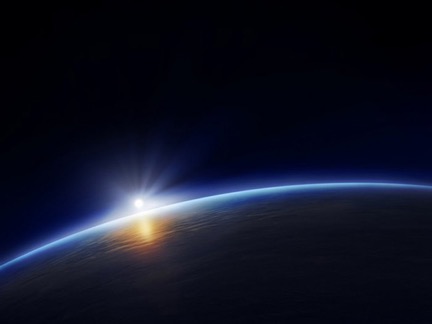 Planet-Earth-with-rising-sun-in-space-backgrounds